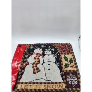Holiday Style Christmas Snowman Tapestry Table Runner Let It Snow 13x70 New